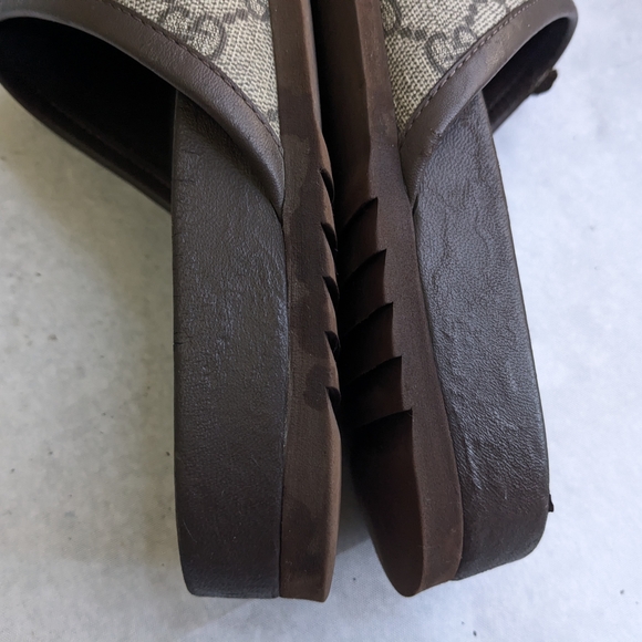 Gucci Horsebit Loafers Mules Brown Monogram Men 12.5 Logo GG - Picture 10 of 15